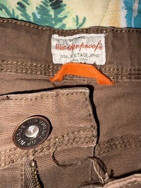 Weatherproof Men's Tan-Brown Relaxed Jeans with Orange Tab